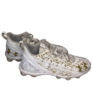 under armor- Gold and white football cleats